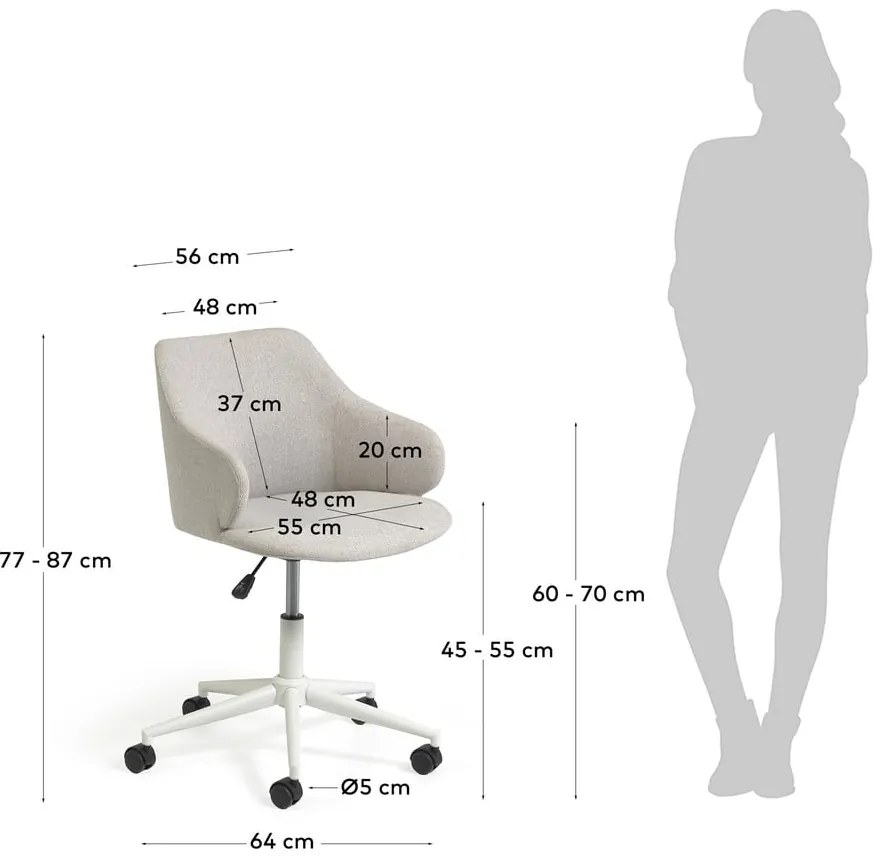 Einara világosszürke irodai szék - Kave Home
