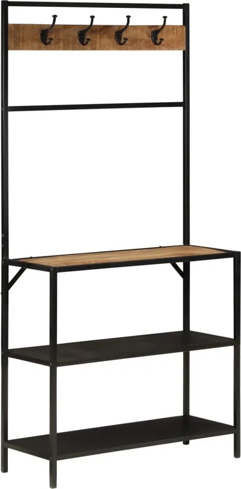 vidaXL tömör mangófa és vas ruhafogas 90 x 35 x 180 cm