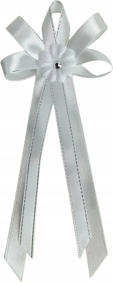 Gyertyatartó szalag fehér-ezüst 62553