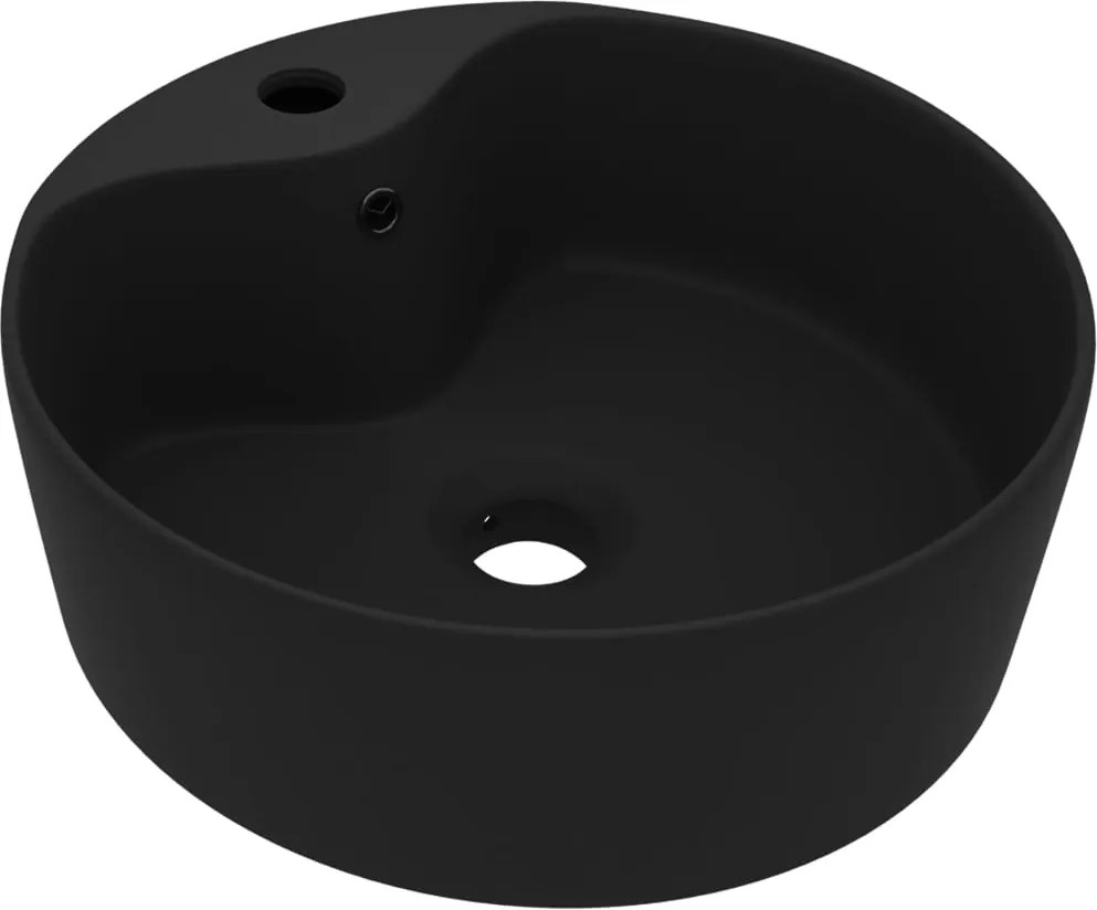 vidaXL matt fekete luxus kerámia mosdókagyló túlfolyóval 36 x 13 cm