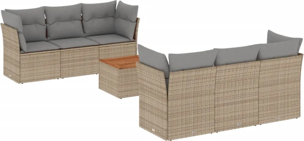 vidaXL 7 részes vegyes bézs polyrattan kerti ülőgarnitúra párnákkal
