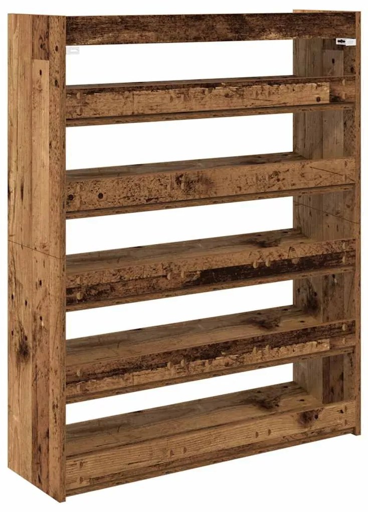 antik fa szerelt fa cipőtartó 80x25x100 cm