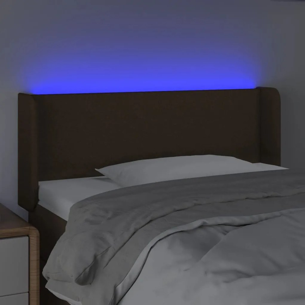 sötétbarna szövet LED-es fejtámla 93 x 16 x 78/88 cm