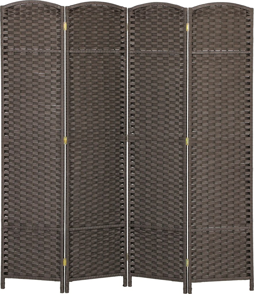 HOMCOM 4-panelás Bútorelválasztó 160x170 cm Hajtható térelválasztó Nappaliba, Hálószobába, Irodába Barna | Aosom