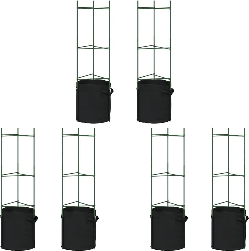 vidaXL 6 db acél és polipropilén paradicsomketrec növényzsákkal 116 cm
