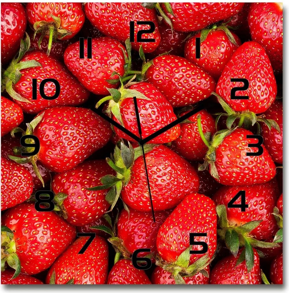 Nagy négyzet alakú üveg falióra Eper 60x60 cm