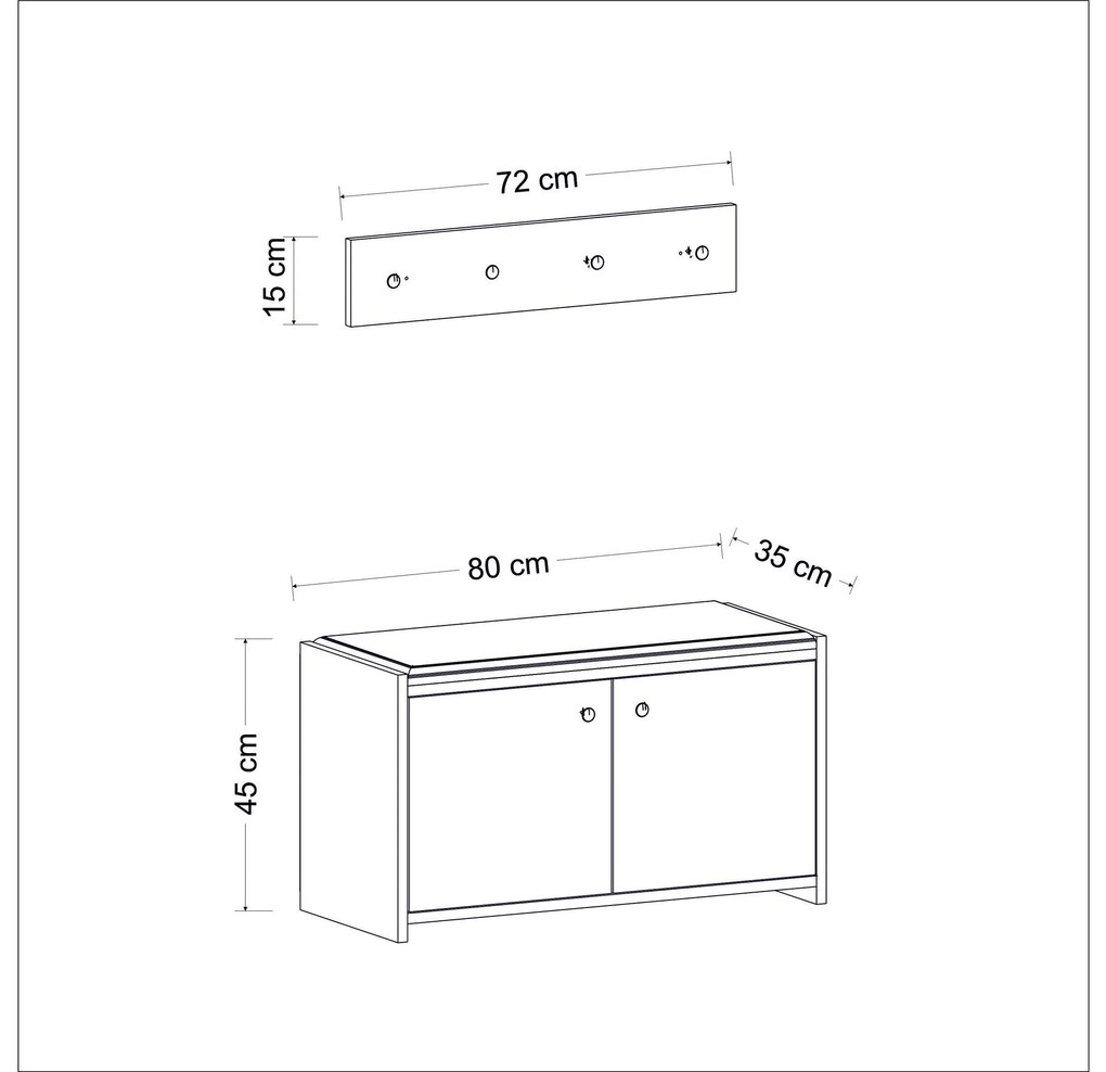 Előszoba szett Zorro (antracit). Akció -25%. 1089129
