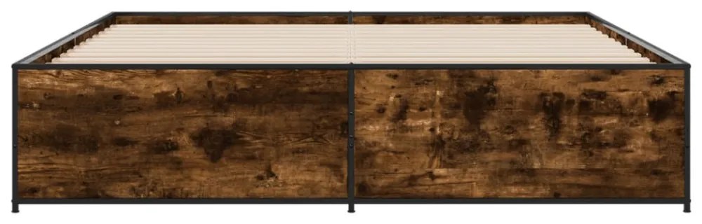 vidaXL füstös tölgy színű szerelt fa és fém ágykeret 180 x 200 cm