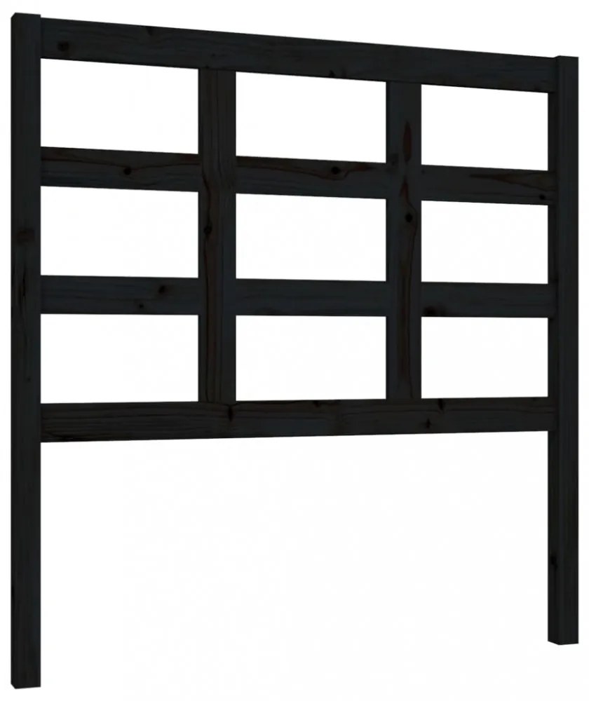 fekete tömör fenyőfa ágyfejtámla 95,5 x 4 x 100 cm