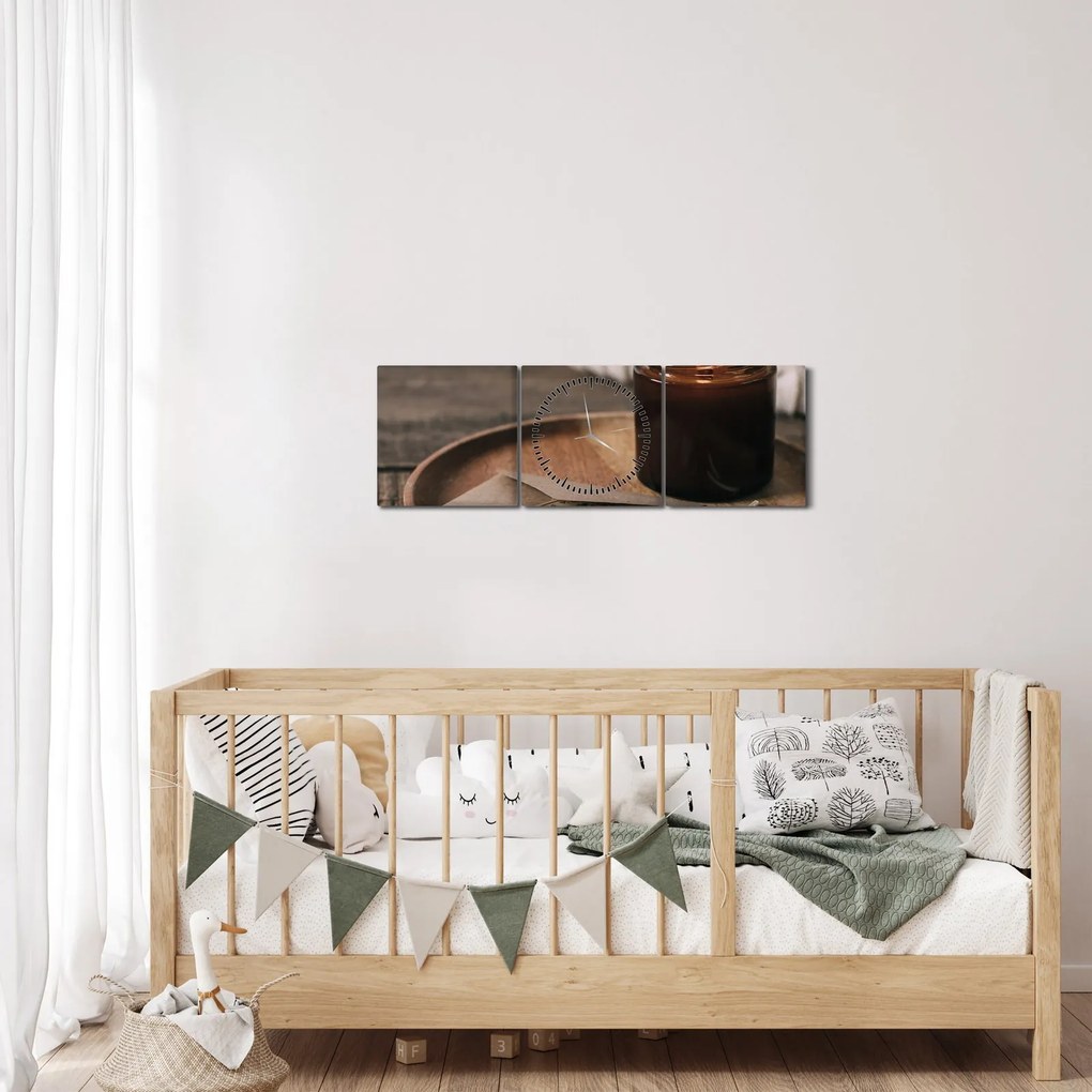 Kép - Égő gyertya (órával) (90x30 cm)