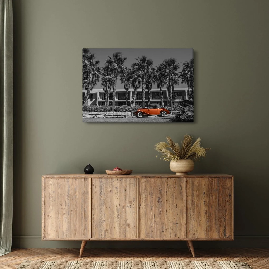 Kép - retro piros autó (90x60 cm)