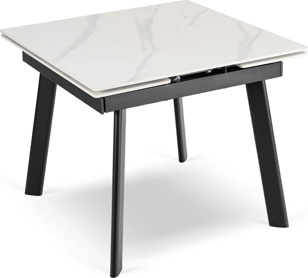 Stół LARES Ceramiczny Rozkładany 90-150 cm Biały Marmur/Czarny