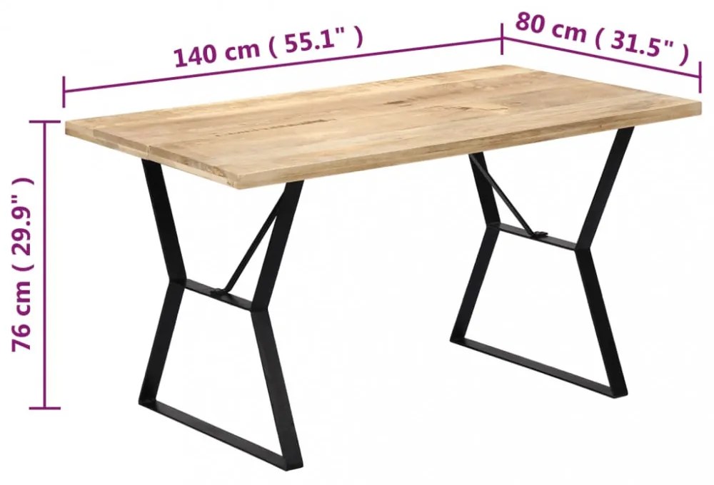 tömör mangófa étkezőasztal 140 x 80 x 76 cm