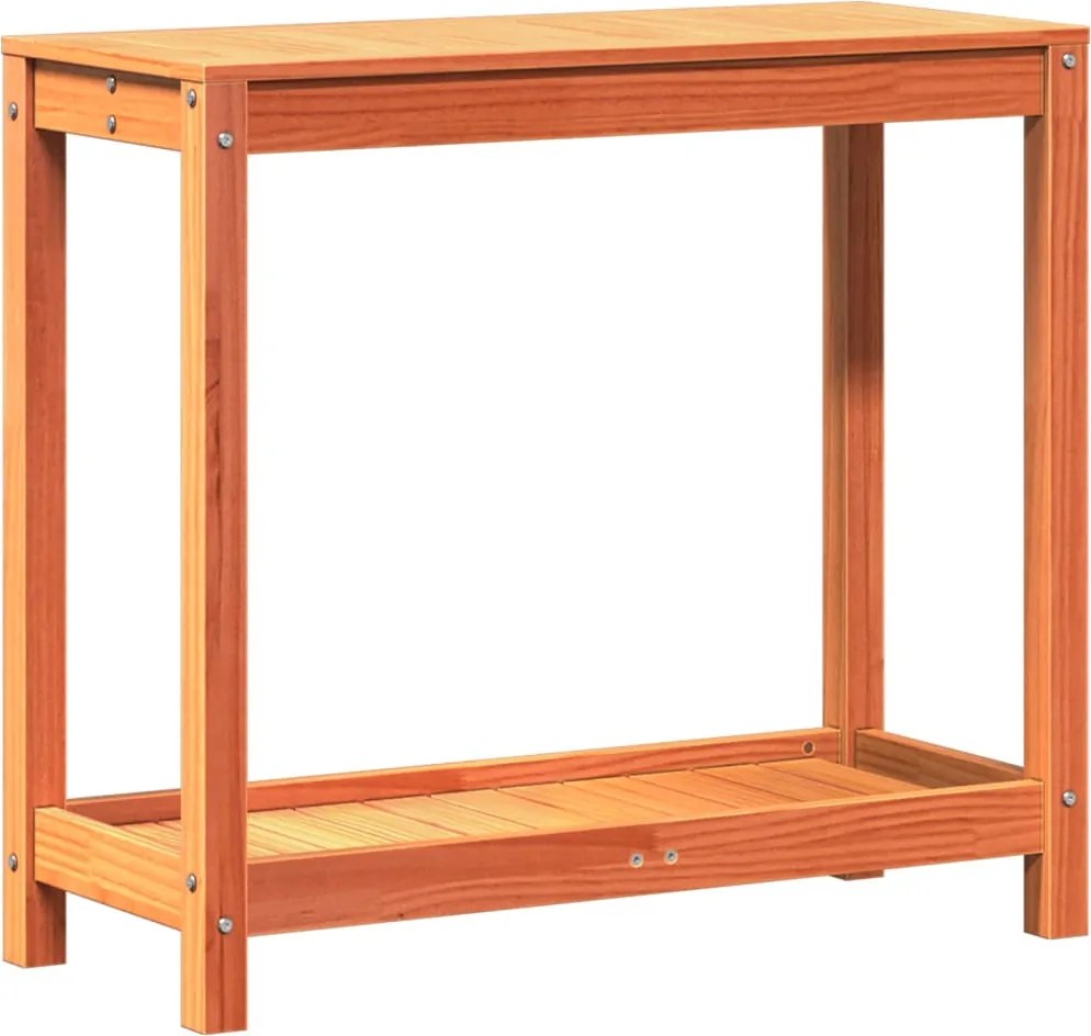 vidaXL viaszbarna tömör fenyőfa ültetőasztal polccal 82,5 x 35 x 75 cm