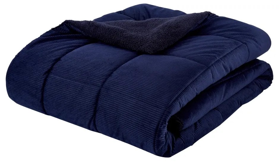 Sötétkék mikroplüss steppelt ágytakaró franciaágyra 200x220 cm Cosy Cord – Catherine Lansfield