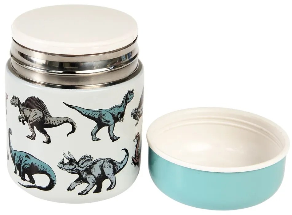 Kék-krémszínű ételtartó gyerek termosz 280 ml Prehistoric Land – Rex London