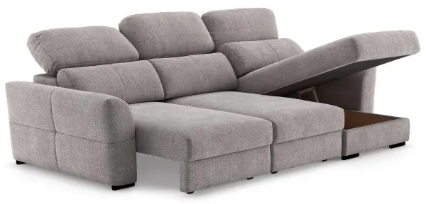 Univerzális sarokkanapé, kihúzható, háromszemélyes, tárolórekesszel TRENTO taupe