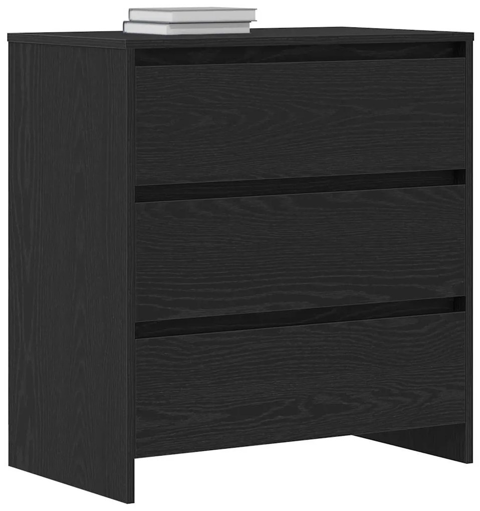 fekete tölgyszínű szerelt fa tálalószekrény 70x41x75 cm