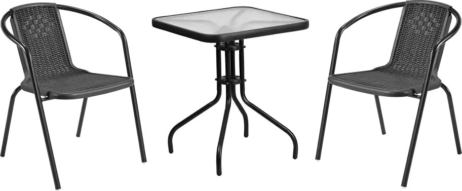 Kerti rakásolható szék, fekete, acél/műanyag, FRENY