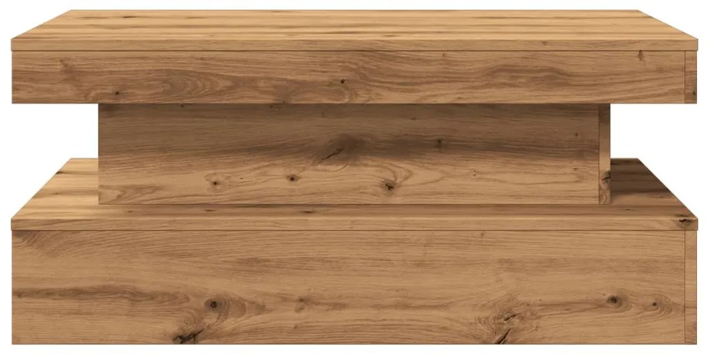 kézműves tölgy színű dohányzóasztal LED-lámpákkal 90x50x40 cm