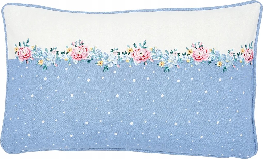 Laura Dusty Blue pamut párnahuzat Green Gate hímzéssel, 30 x