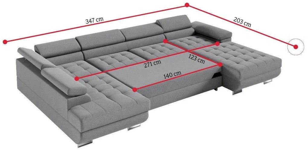ESMERALDA U alakú ülőgarnitúra, 347x60x203, monolith 37, balos