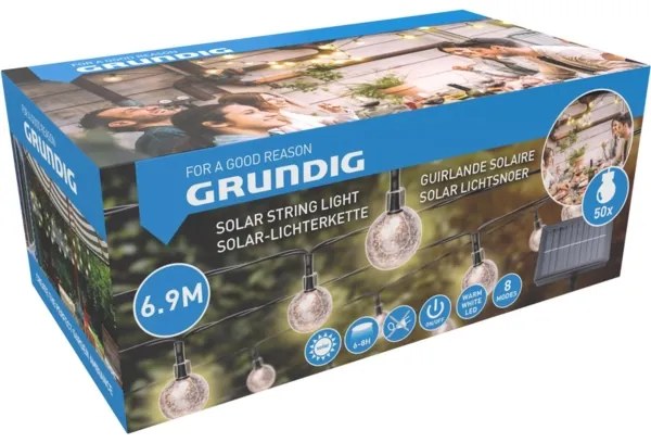 LED Szolár lánc 6,9m 50xLED/1,2V