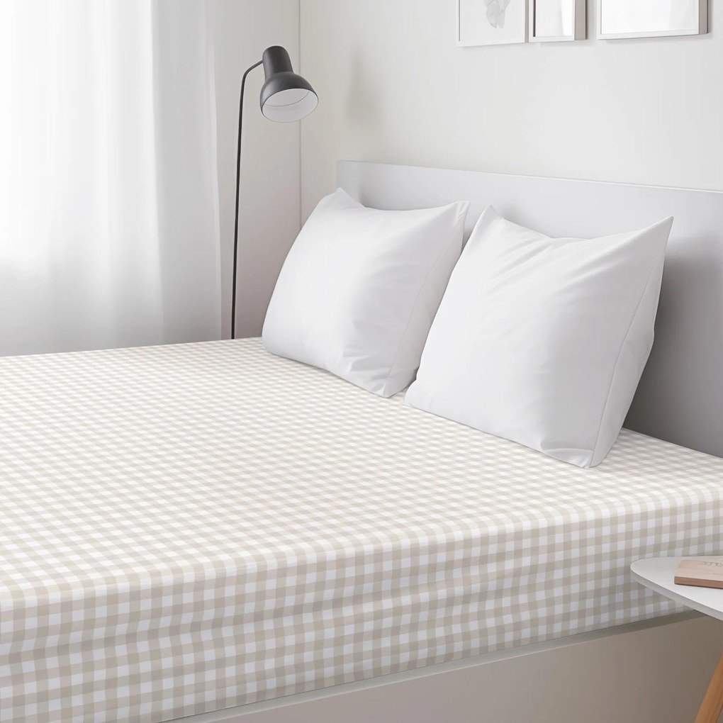 Goldea pamut gumis lepedő - latté kockás 80 x 200 cm