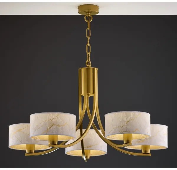 Jupiter 2097 - Láncos csillár ARTHUR 5xE27/15W/230V fehér/arany/márványminta