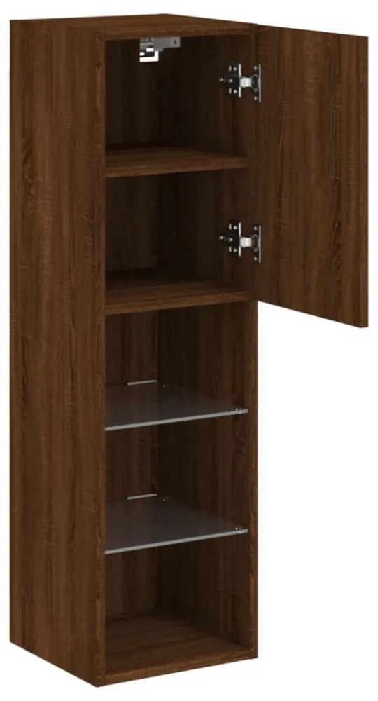 2 db barna tölgy színű TV-szekrény LED-ekkel 30,5 x 30 x 102 cm