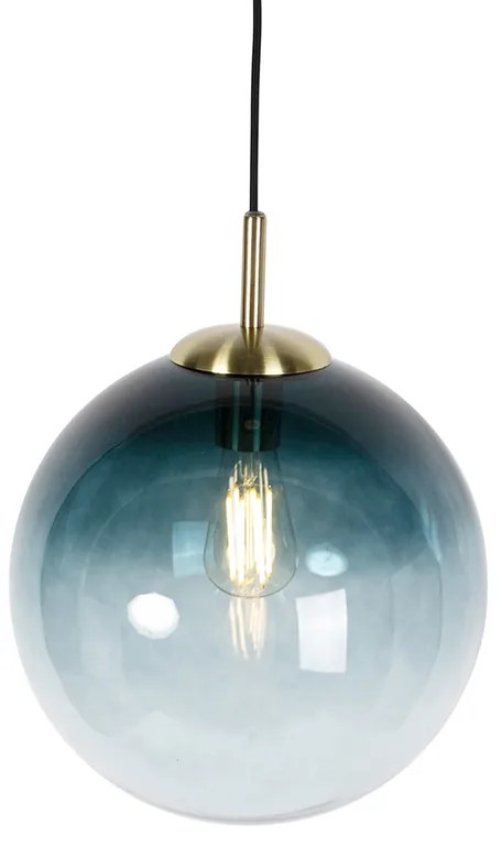 Art Deco lógólámpa rézzel és óceánkék üveggel 33 cm - Pallon