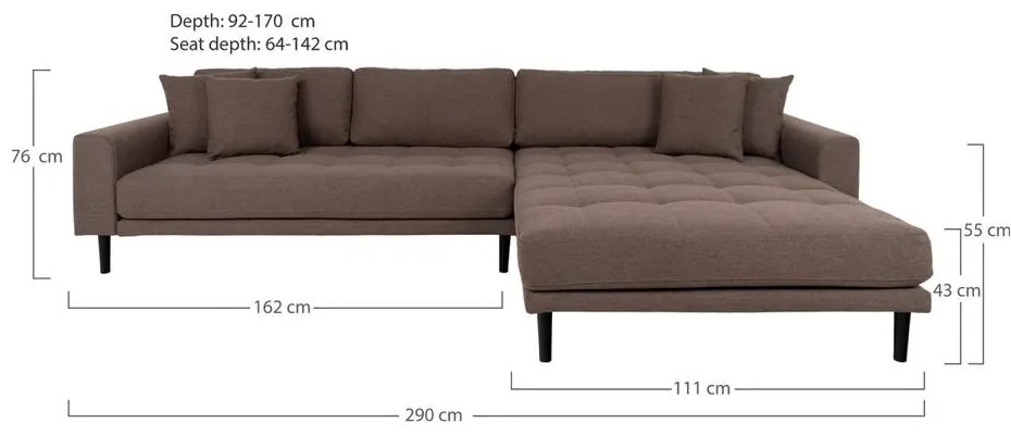 Lido jobb ottomános kanapé, 4db párnával