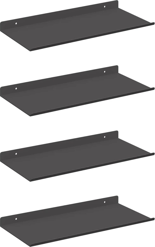 vidaXL Lebegő polc Falra szerelhető 4 pcs Fekete 40 x 18 x 2,5 cm Acél