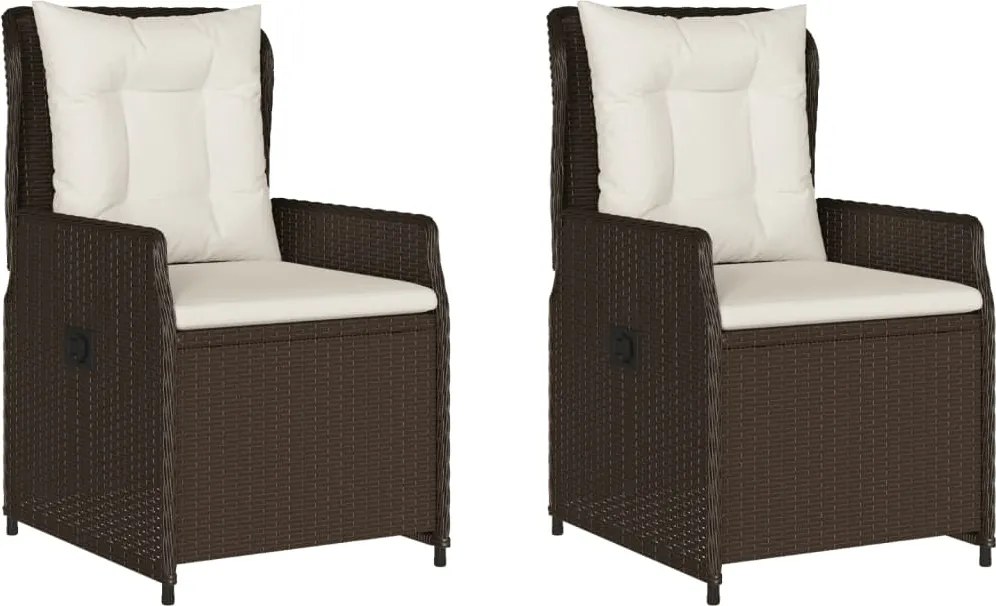 vidaXL 2 db barna polyrattan dönthető kerti szék