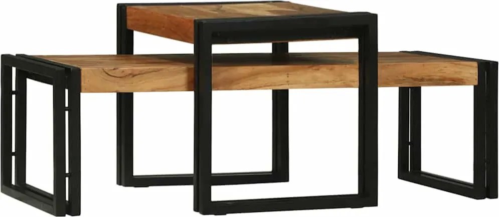 vidaXL Dohányzóasztal 2 pcs Barna 48 x 40 x 40 cm Tömör Akácfa