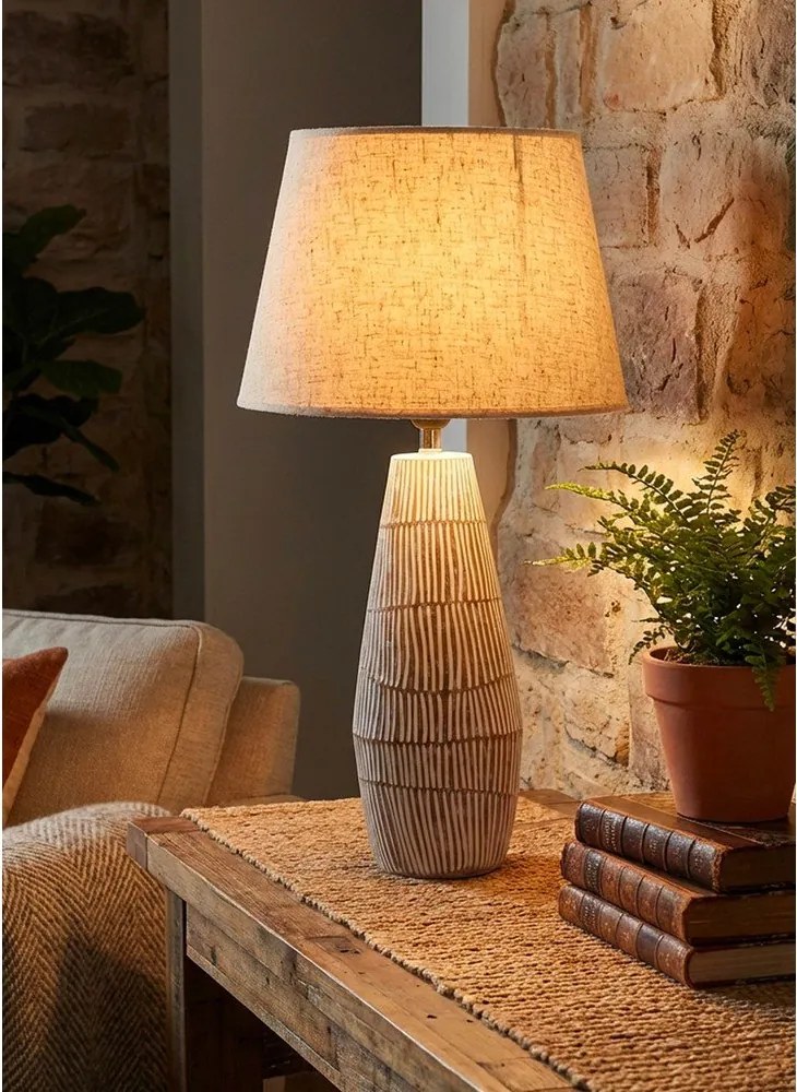 Krémszínű asztali lámpa textil búrával (magasság 69,5 cm) Hanoi – Mauro Ferretti