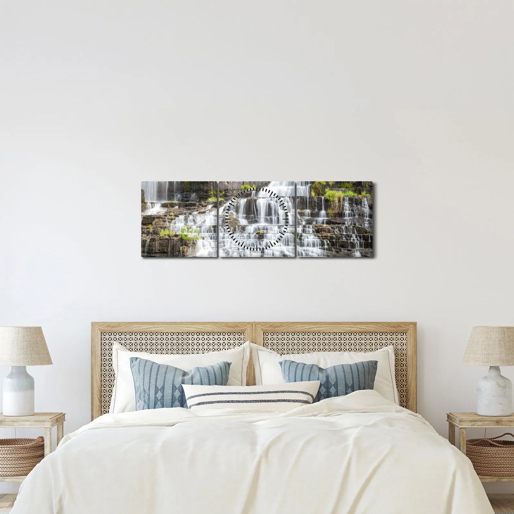 Kép - Vízesés (órával) (90x30 cm)