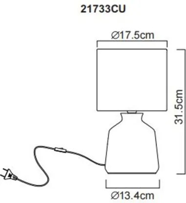 Globo 21733CU Asztali lámpa, kerámia bézs színű, textil bézs színű, kábel PVC fehér, billenőkapcsoló a kábelen, ø: 175mm, M: 315mm, kábel hossza 1300mm, 1x E14 40W 230V izzó nélkül