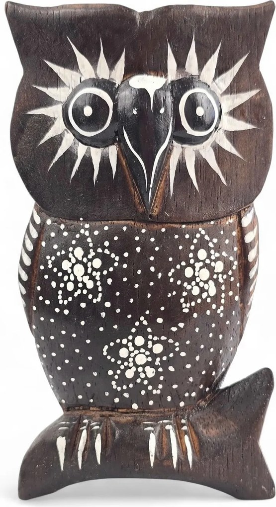 Festett Faragott Bagoly Szobor Dísz Fa Bagoly Figura *13 cm.