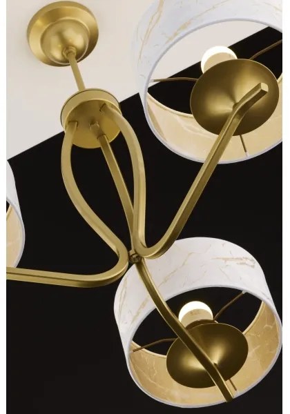 Jupiter 2109 - Csillár rúdon KASZMIR 3xE27/15W/230V fehér/arany/márvány dekor