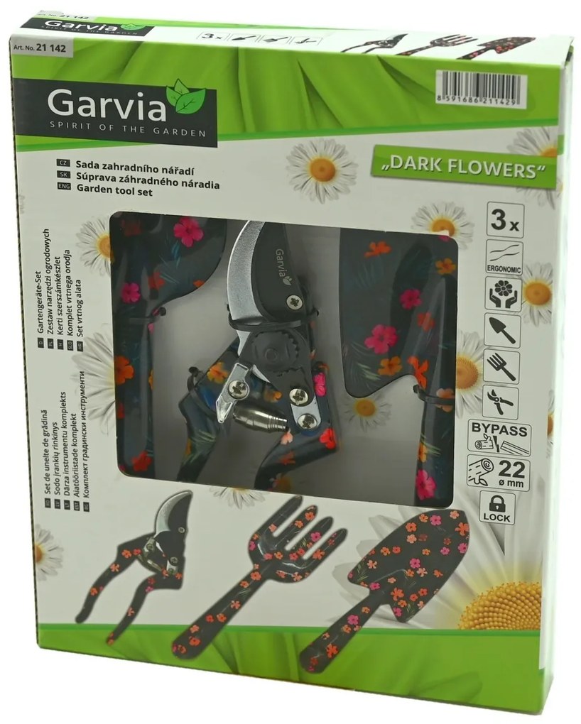 Garvia Dark Flowers kerti szerszámkészlet 3db