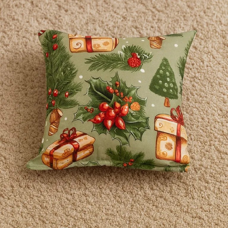 Mikroszálas párnahuzat CHRISTMAS PRESENTS 45x45 cm, zöld