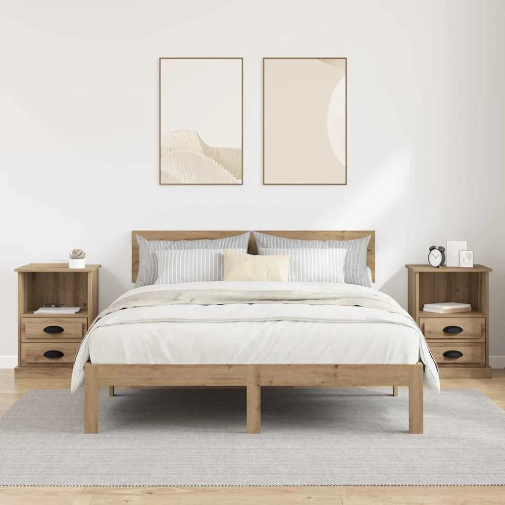 Éjjeliszekrény 2 pcs kézműves tölgy 43 x 36 x 60 cm Faanyag