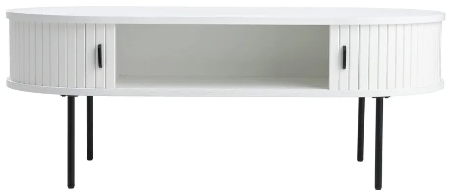 Fehér dohányzóasztal tölgyfa dekorral 60x120 cm Nola – Unique Furniture
