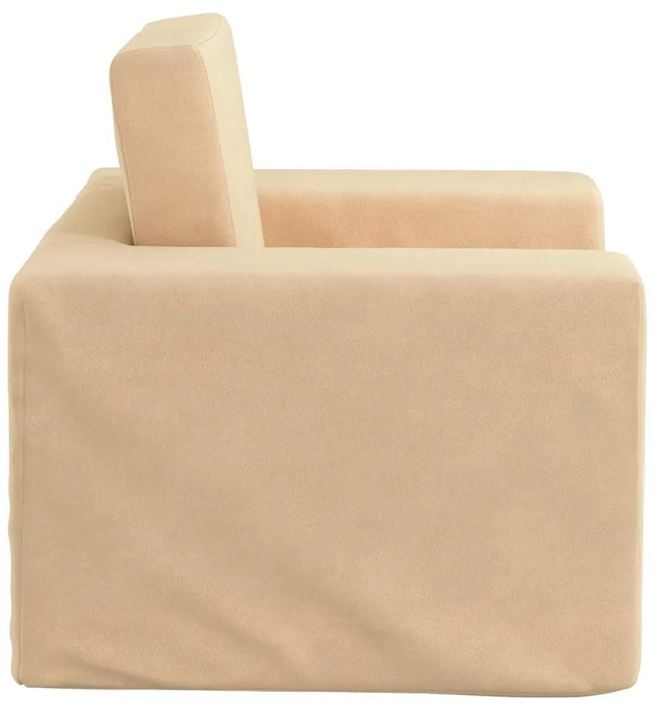 krémszínű puha plüss gyerek kanapéágy