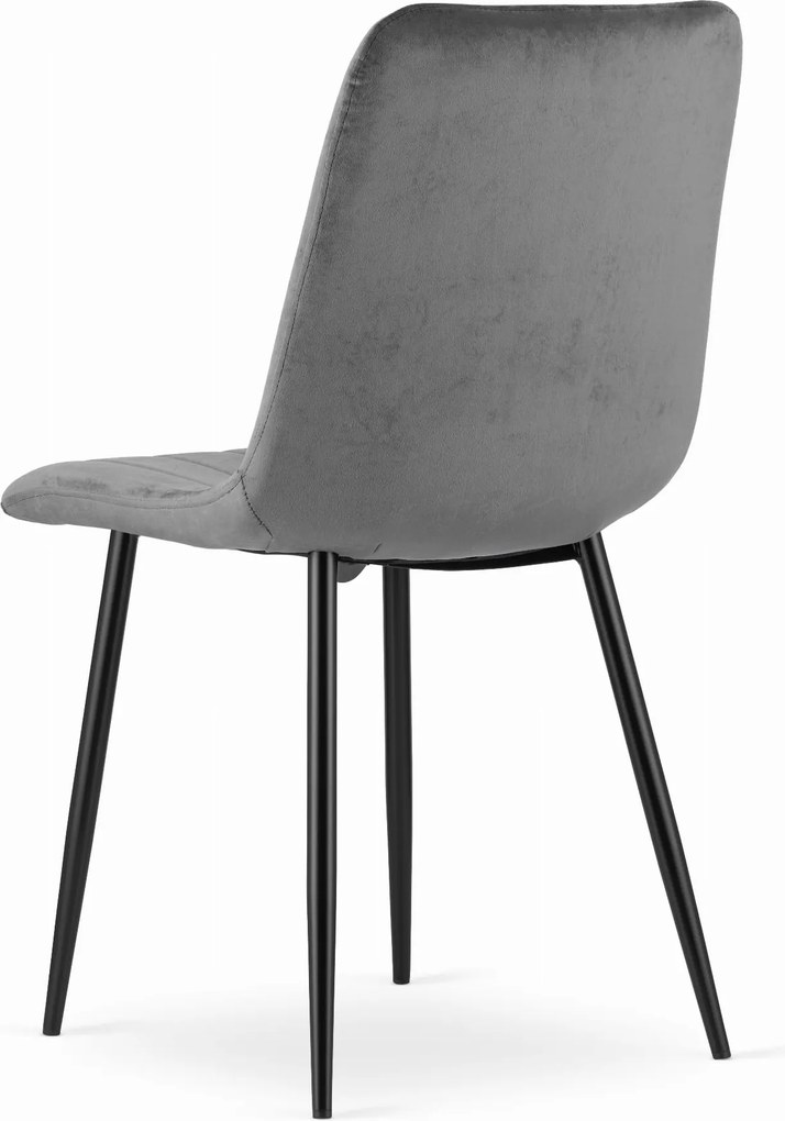 Szürke étkezőszék LAVA bársony fekete lábakkal