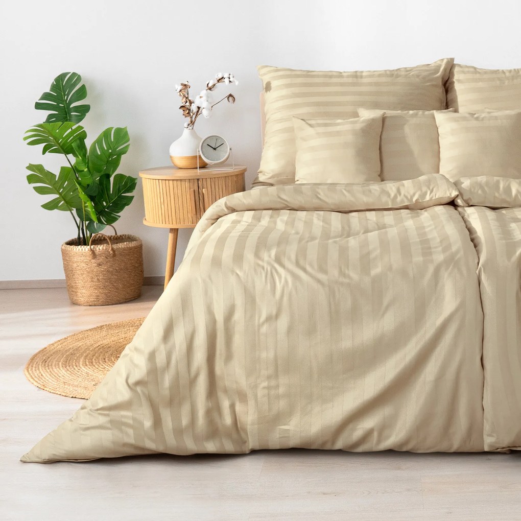 Goldea damaszt ágyneműhuzat - arany csíkos 140 x 220 és 70 x 90 cm