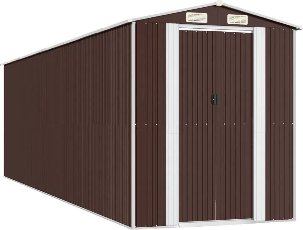 vidaXL sötétbarna horganyzott acél kerti fészer 192 x 689 x 223 cm