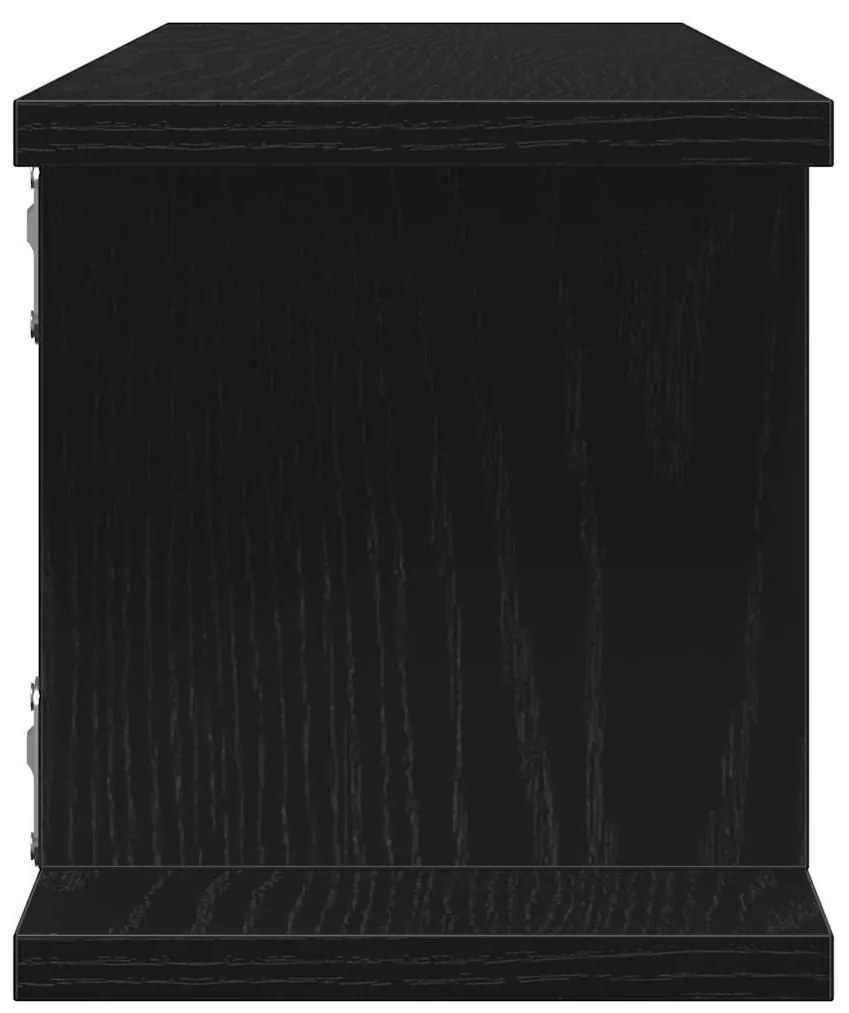 2 db fekete tölgy szerelt fa fali polcok 90x18x20 cm