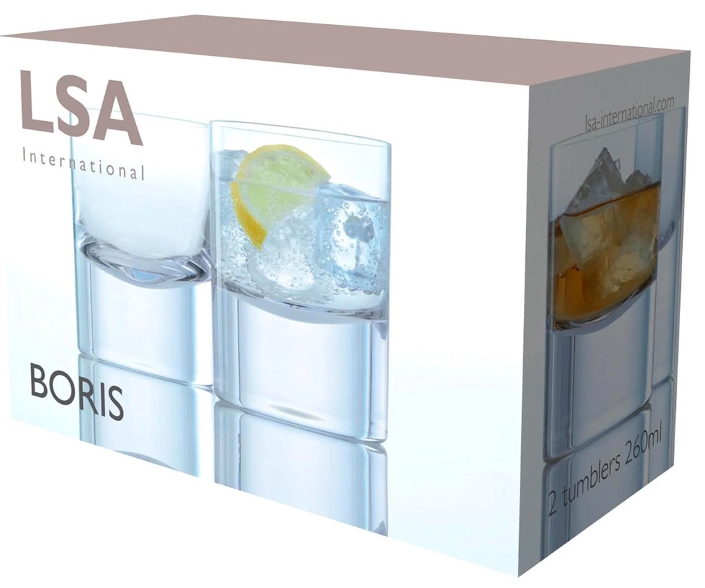 LSA International BORIS üvegpohár 250ml, áttetsző, 2 db készlet, LSA, kézzel készített